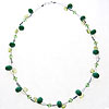 Hand made lampwork beads peridot and swarovski crystal necklace