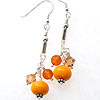 Hand made lampwork orange bead on a sterling silver chain with baltic amber and swarovski bicones